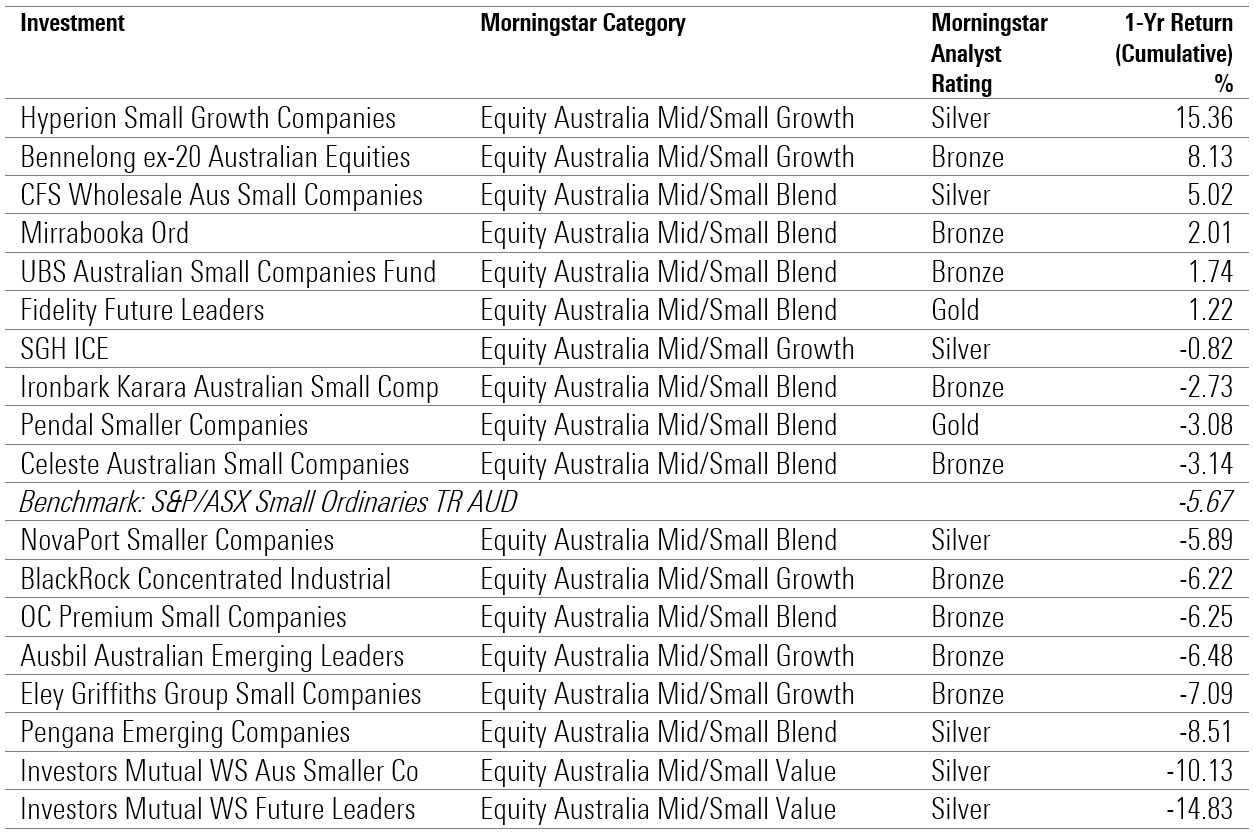 active equity small cap 1 year performance